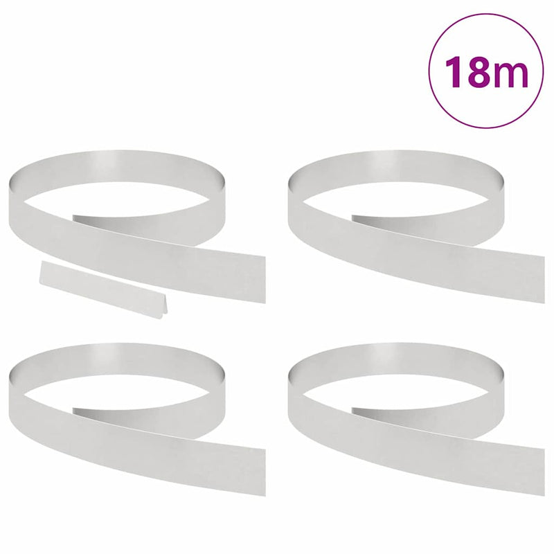 Afbeelding laden in galerijviewer, Vidaxl tuinrand 4 pcs zilver 450 x 0.05 x 15 cm roestvrij staal
