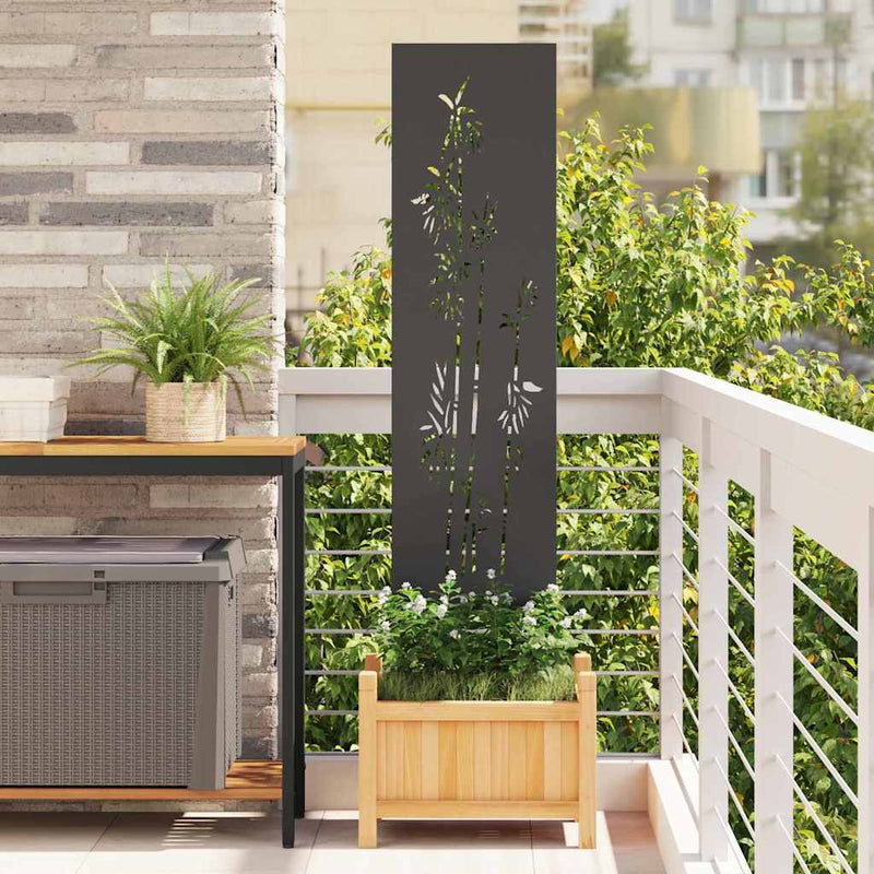 Afbeelding laden in galerijviewer, Vidaxl tuin privacy screen bloemen zwart 32 x 140 cm koudgewalst staal
