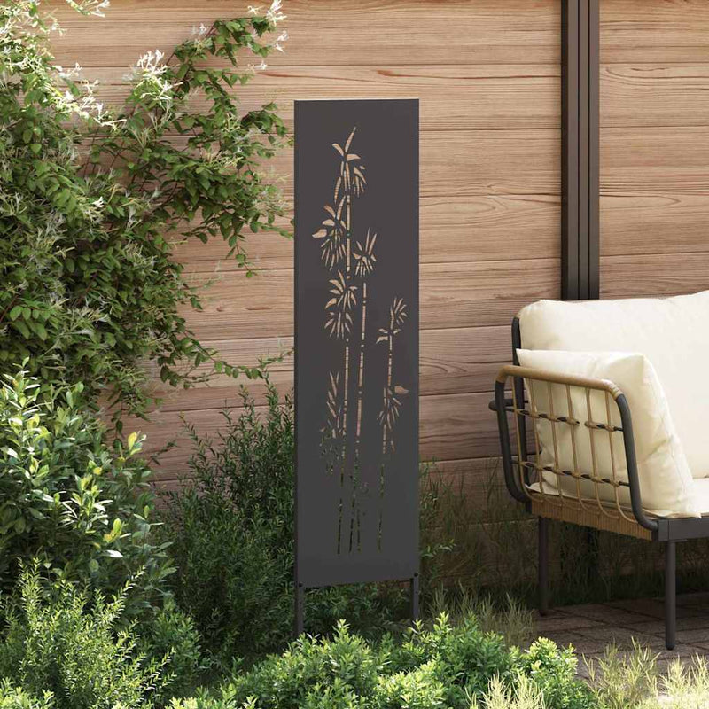 Afbeelding laden in galerijviewer, Vidaxl tuin privacy screen bloemen zwart 32 x 140 cm koudgewalst staal

