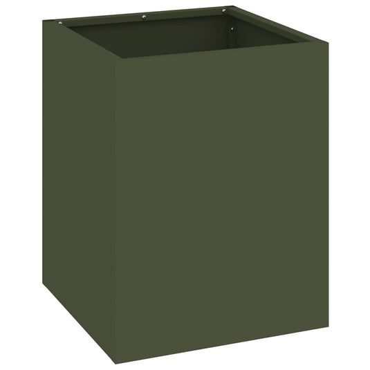 Vidaxl tuin bloempot olijf groen 32 x 32 x 40 cm koudgewalst staal