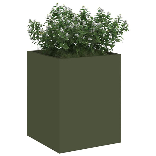 Vidaxl tuin bloempot olijf groen 32 x 32 x 40 cm koudgewalst staal