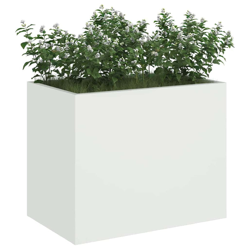 Afbeelding laden in galerijviewer, Vidaxl plantenbak wit 50 x 32 x 40 cm koudgewalst staal
