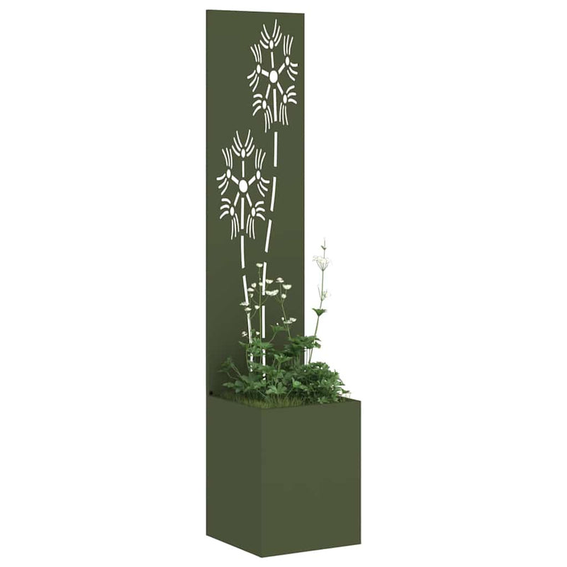 Afbeelding laden in galerijviewer, Vidaxl tuin privacy screen olijfgroen 32 x 140 cm koudgewalst staal
