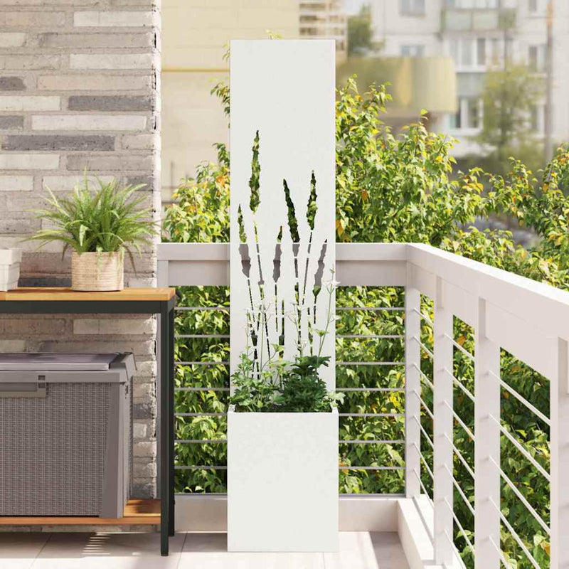 Afbeelding laden in galerijviewer, Vidaxl tuin privacy screen fretwerk wit 32 x 140 cm koudgewalst staal
