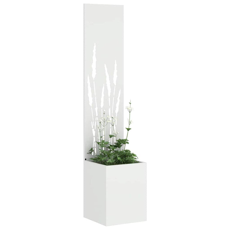 Afbeelding laden in galerijviewer, Vidaxl tuin privacy screen fretwerk wit 32 x 140 cm koudgewalst staal
