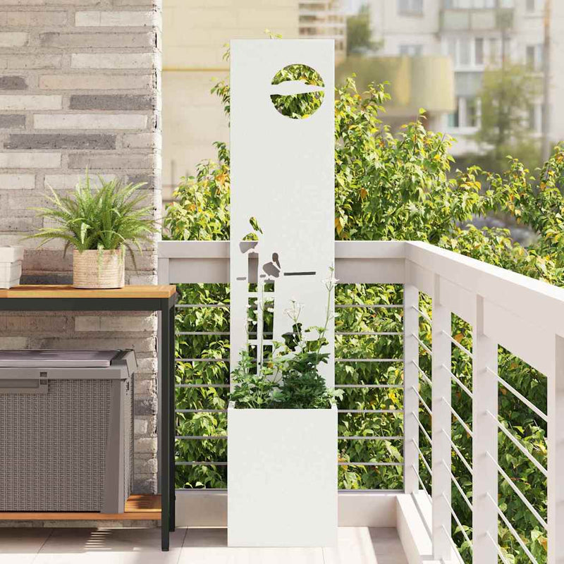 Afbeelding laden in galerijviewer, Vidaxl tuin privacy screen wit 32 x 32 x 150 cm koudgewalst staal
