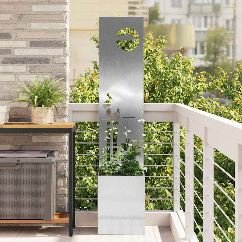 Afbeelding laden in galerijviewer, Vidaxl tuin privacy screen fretwerk zilver 32 x 140 cm roestvrij staal
