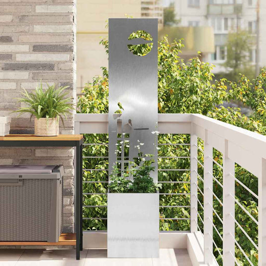 Vidaxl tuin privacy screen fretwerk zilver 32 x 140 cm roestvrij staal