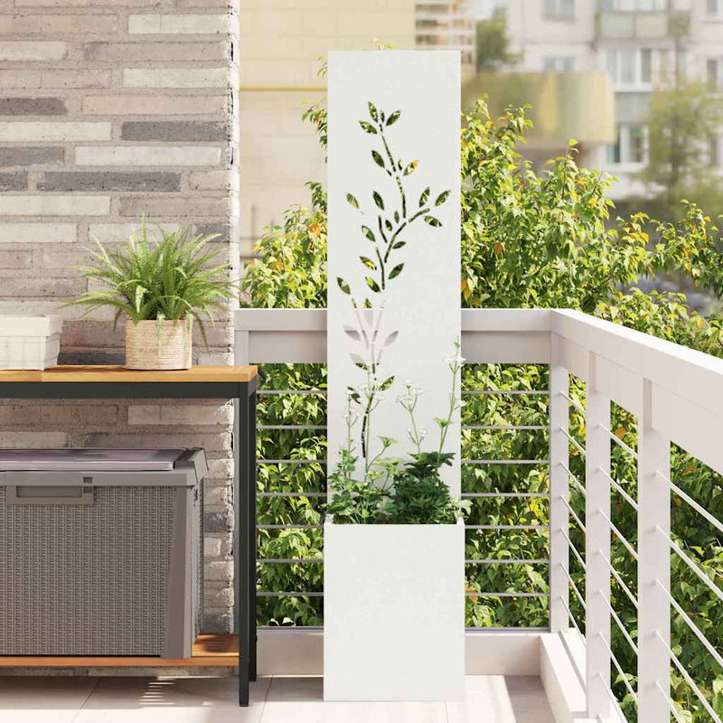 Afbeelding laden in galerijviewer, Vidaxl tuin privacy screen wit 32 x 32 x 150 cm koudgewalst staal
