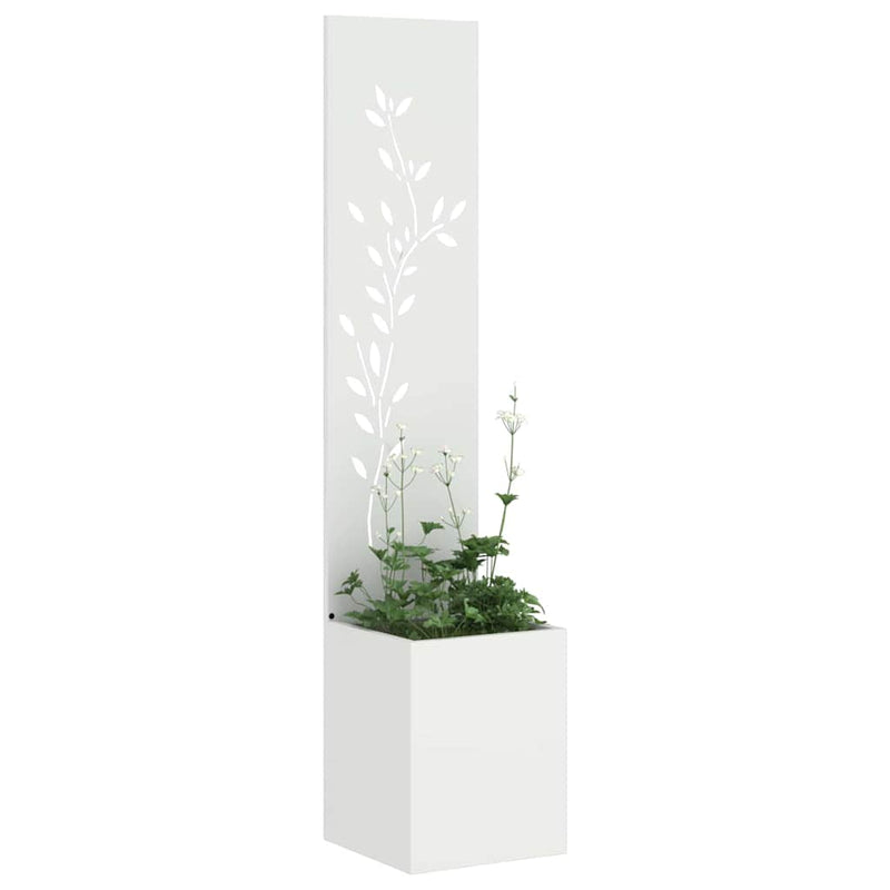 Afbeelding laden in galerijviewer, Vidaxl tuin privacy screen wit 32 x 32 x 150 cm koudgewalst staal
