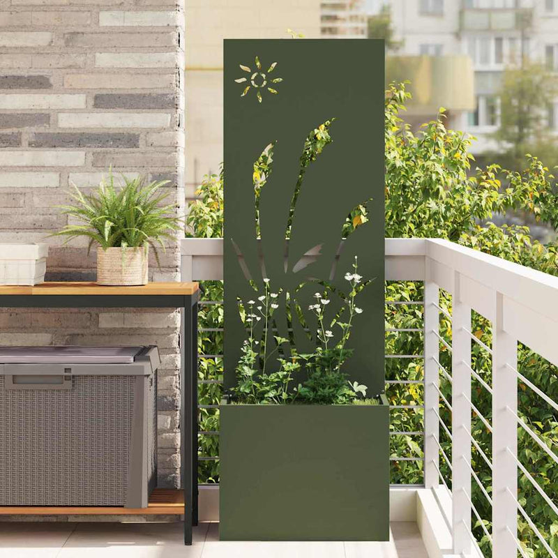 Afbeelding laden in galerijviewer, Vidaxl tuin privacy screen olijfgroen 50 x 140 cm koudgewalst staal
