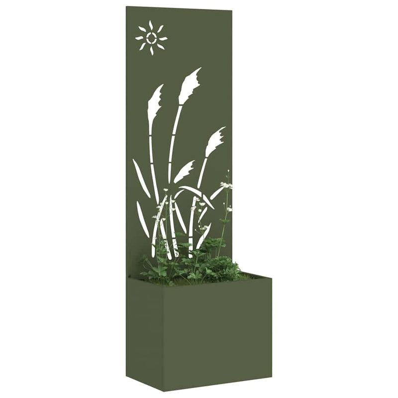 Afbeelding laden in galerijviewer, Vidaxl tuin privacy screen olijfgroen 50 x 140 cm koudgewalst staal
