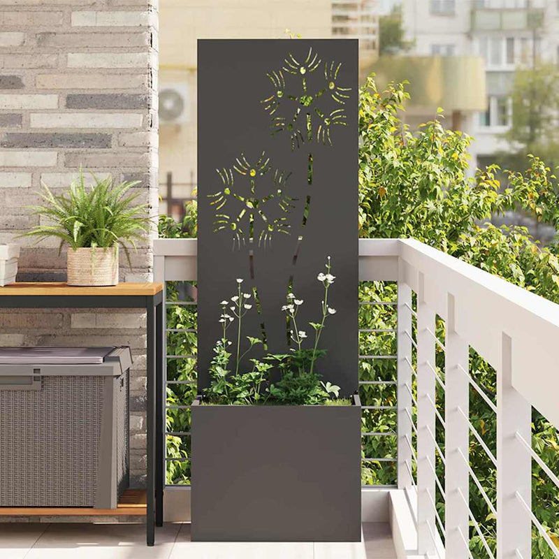 Afbeelding laden in galerijviewer, Vidaxl tuin privacy screen zwart 50 x 32 x 150 cm koudgewalst staal
