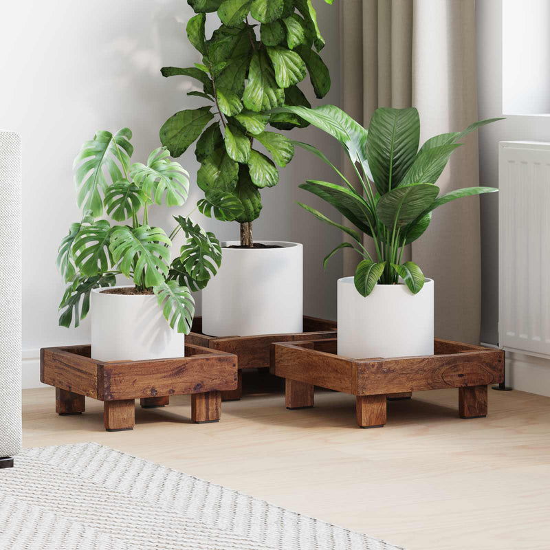 Afbeelding laden in galerijviewer, Vidaxl plantenstandaard 3 pcs bruin mahoniehout
