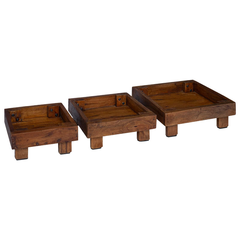 Afbeelding laden in galerijviewer, Vidaxl plantenstandaard 3 pcs bruin mahoniehout
