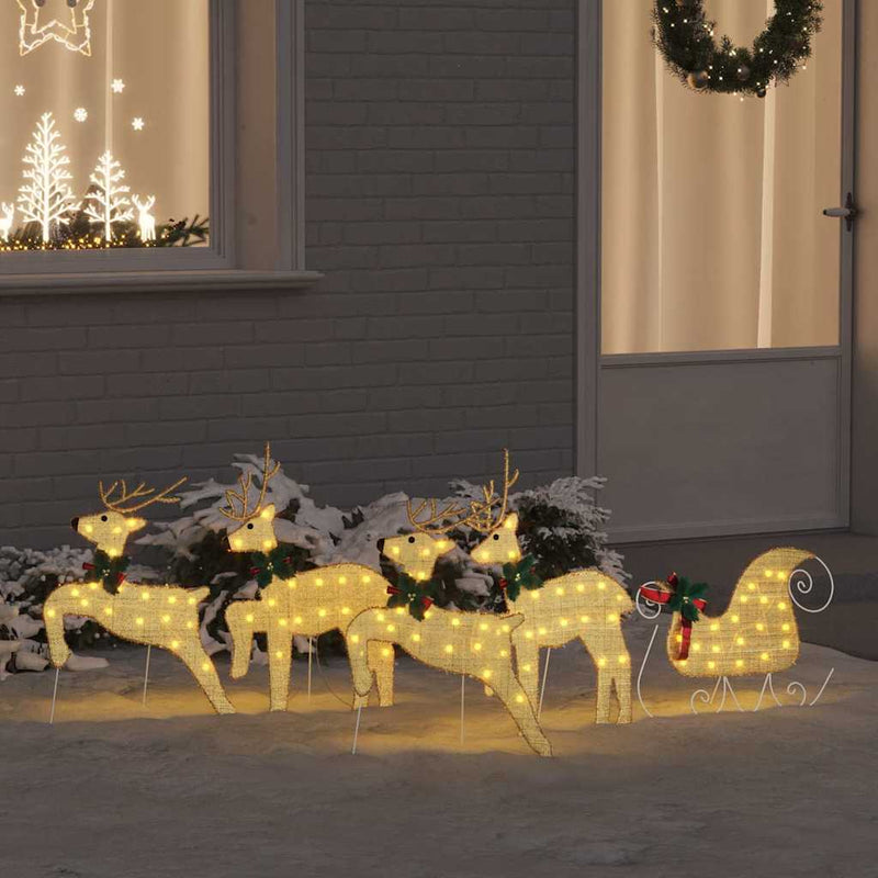 Afbeelding laden in galerijviewer, Vidaxl led rendieren 5 pcs goud stof
