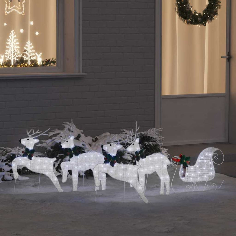Afbeelding laden in galerijviewer, Vidaxl led rendieren 5 pcs zilver stof
