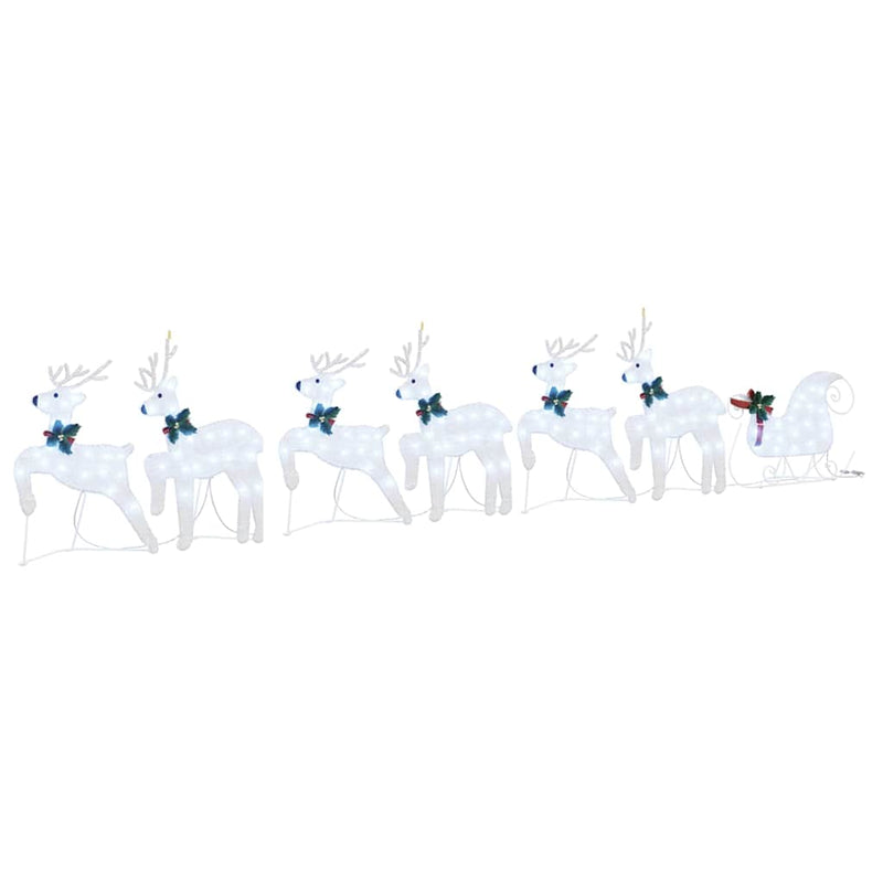 Afbeelding laden in galerijviewer, Vidaxl led rendieren 7 pcs zilver stof
