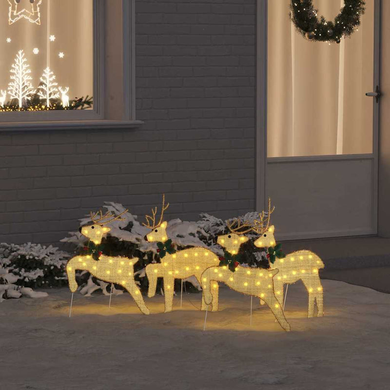 Afbeelding laden in galerijviewer, Vidaxl led rendieren 4 pcs goud stof
