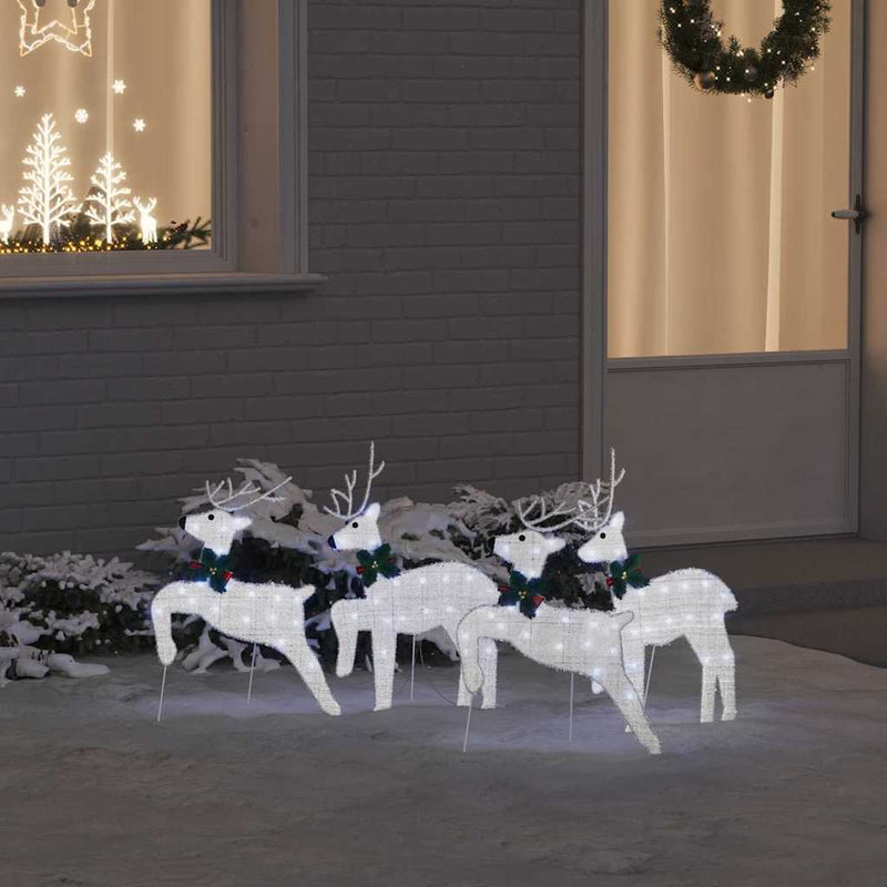Afbeelding laden in galerijviewer, Vidaxl led rendieren 4 pcs zilver stof
