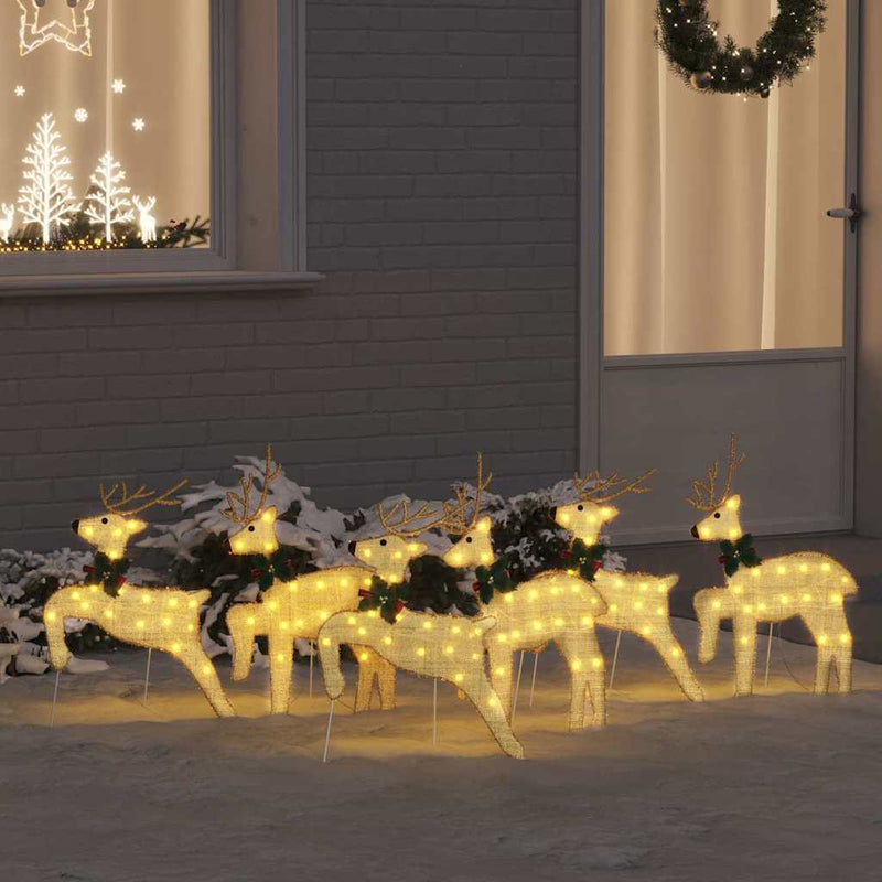 Afbeelding laden in galerijviewer, Vidaxl led rendieren 6 pcs goud stof
