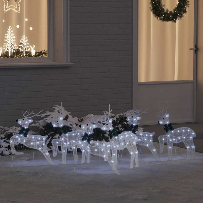 Afbeelding laden in galerijviewer, Vidaxl led rendieren 6 pcs wit stof
