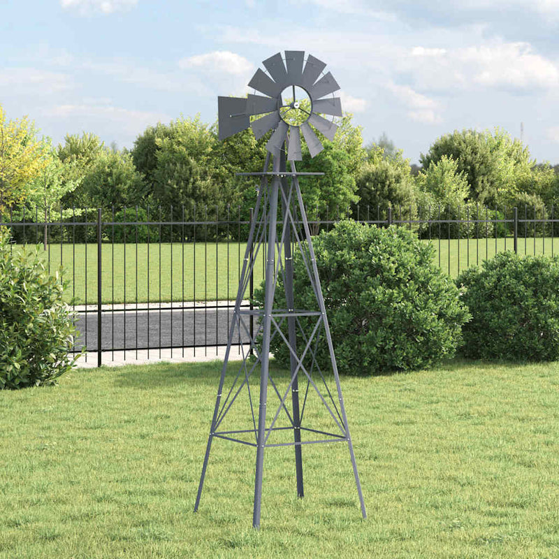 Afbeelding laden in galerijviewer, Vidaxl windmolen grijs 84 x 68 x 245 cm ijzer
