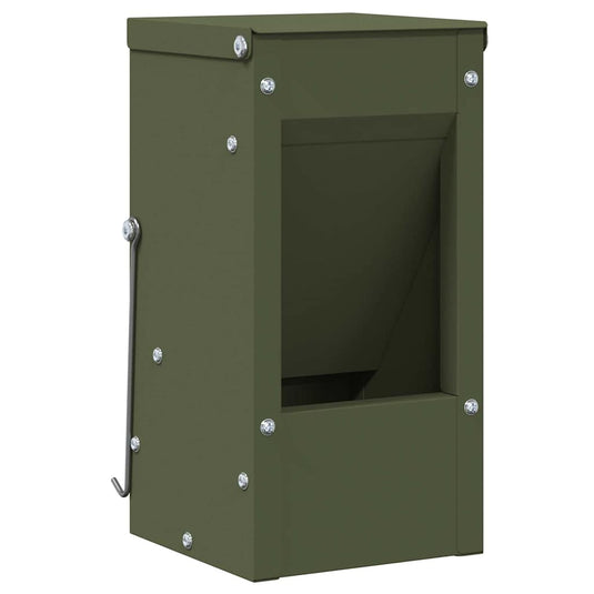 Vidaxl konijnenvoer olijf groen 12,5 x 12,5 x 25 cm koudgewalst staal