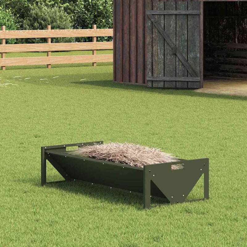 Afbeelding laden in galerijviewer, Vidaxl voederbak voor vee olijf groen 108 x 50 x 28 cm
