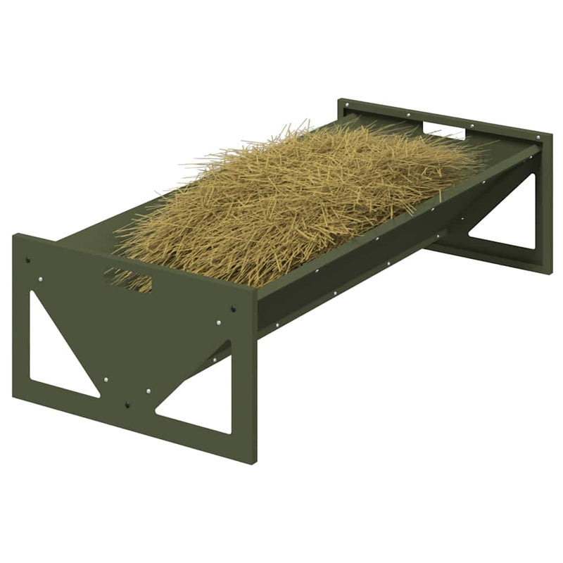 Afbeelding laden in galerijviewer, Vidaxl voederbak voor vee olijf groen 108 x 50 x 28 cm

