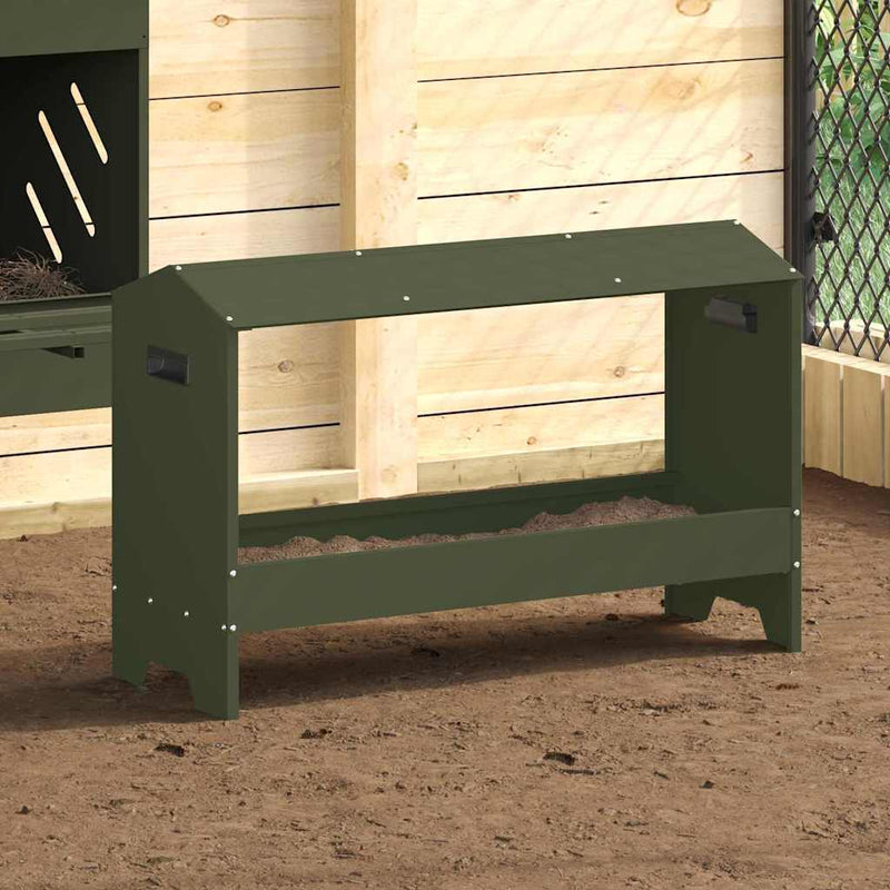 Afbeelding laden in galerijviewer, Vidaxl kippen voederbak olijf groen 81 x 32 x 53,5 cm
