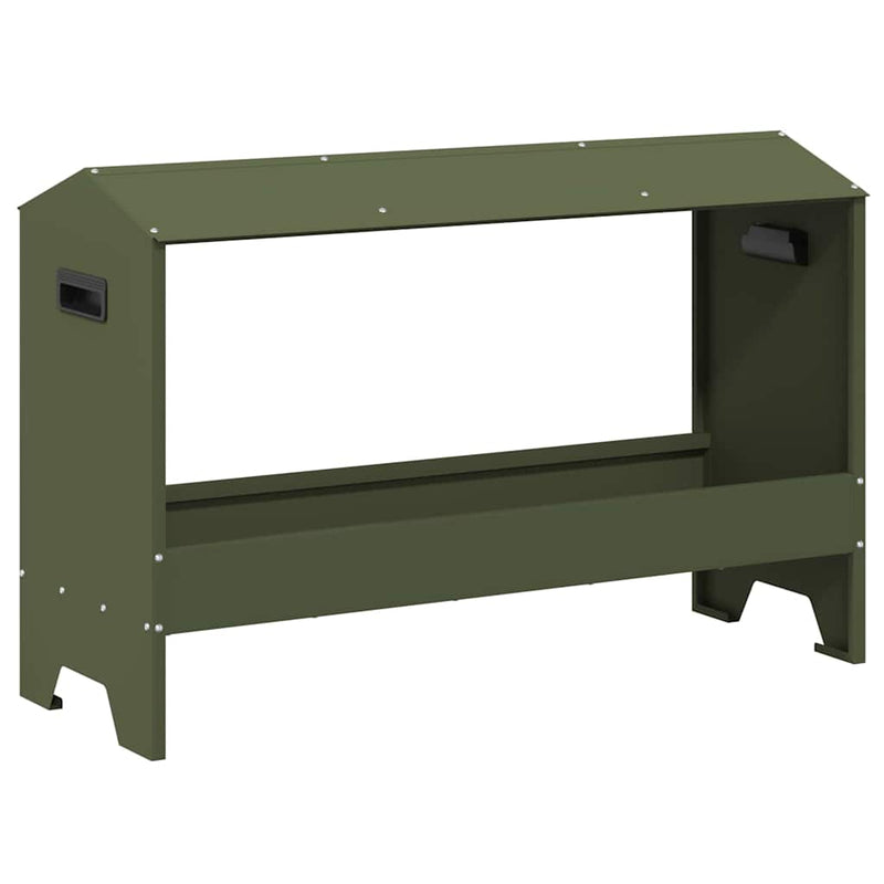 Afbeelding laden in galerijviewer, Vidaxl kippen voederbak olijf groen 81 x 32 x 53,5 cm
