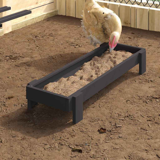 Vidaxl kippen voederbak zwart 80 x 28 x 13.5 cm koudgewalst staal