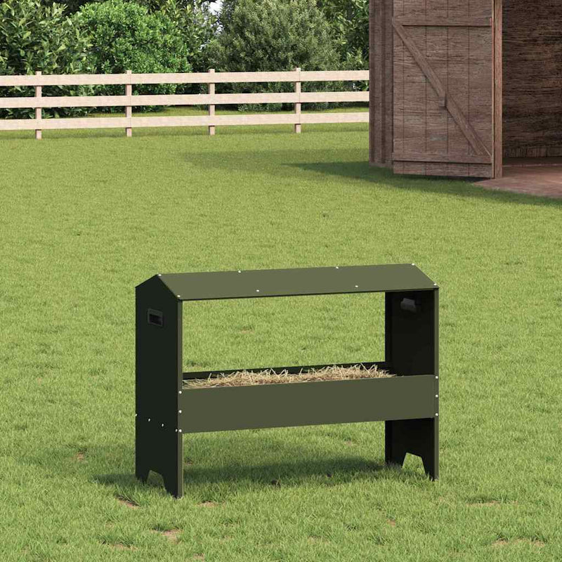 Afbeelding laden in galerijviewer, Vidaxl voederbak voor vee olijf groen 79 x 35 x 62 cm
