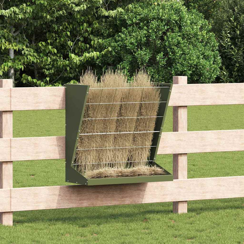 Afbeelding laden in galerijviewer, Vidaxl hooi feeder olijf groen 71 x 33 x 70 cm koudgewalst staal

