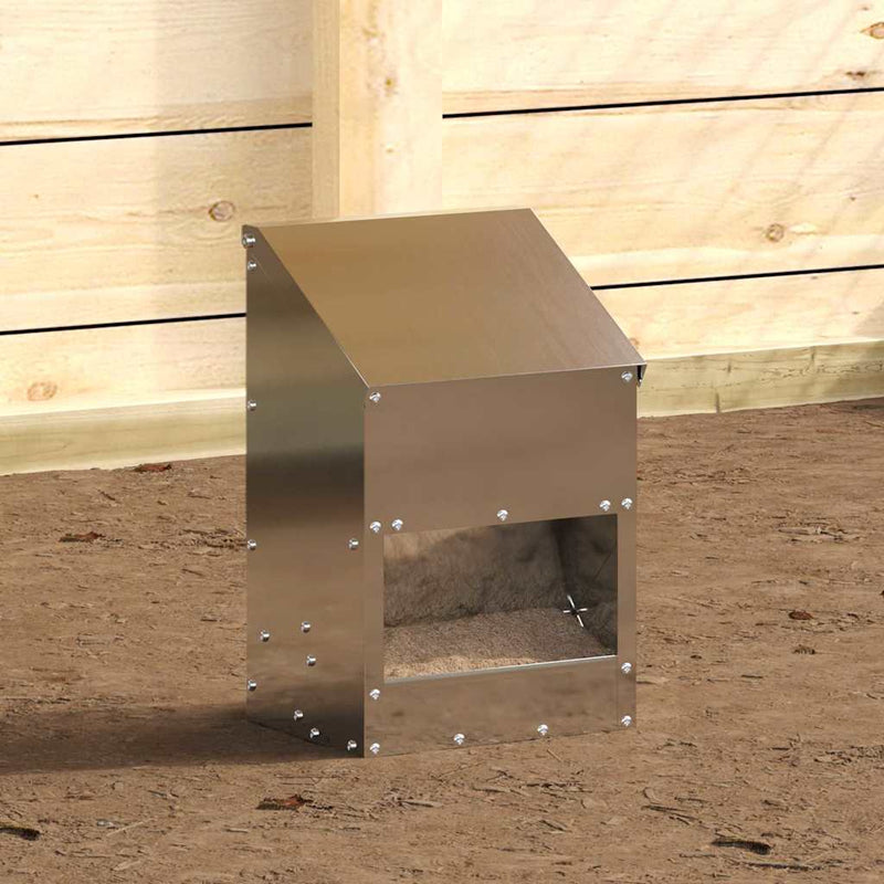Afbeelding laden in galerijviewer, Vidaxl kip voerbak zilver 21 x 16 x 33 cm gegalvaniseerd staal
