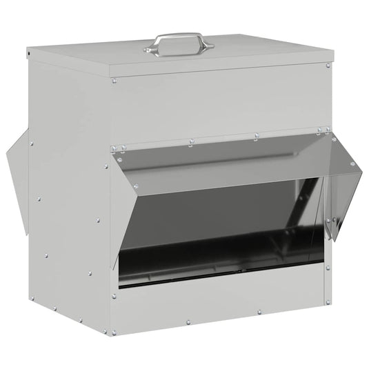 Vidaxl kip voerbak zilver 40,5 x 45 x 41 cm gegalvaniseerd staal