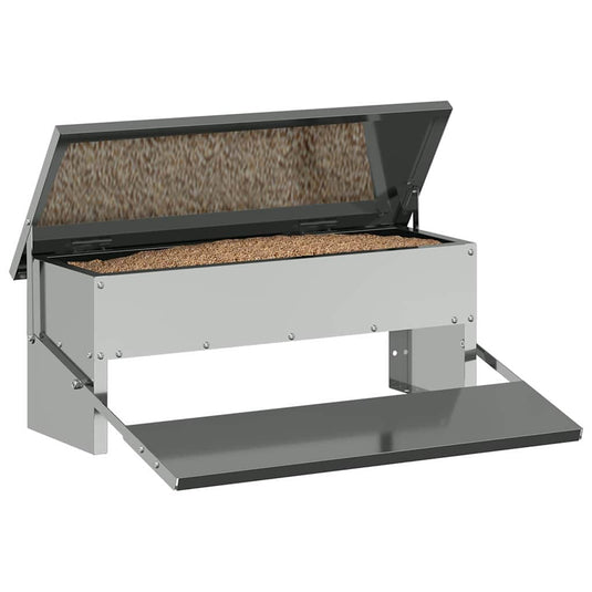 Vidaxl kippen treadle voeder zilver 48,5 x 39,5 x 19 cm