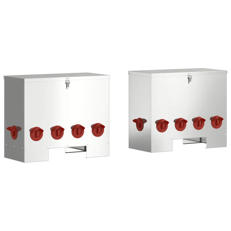 Afbeelding laden in galerijviewer, Vidaxl kip voerbak 2 pcs zilver 60,5 x 29 x 51 cm gegalvaniseerd staal
