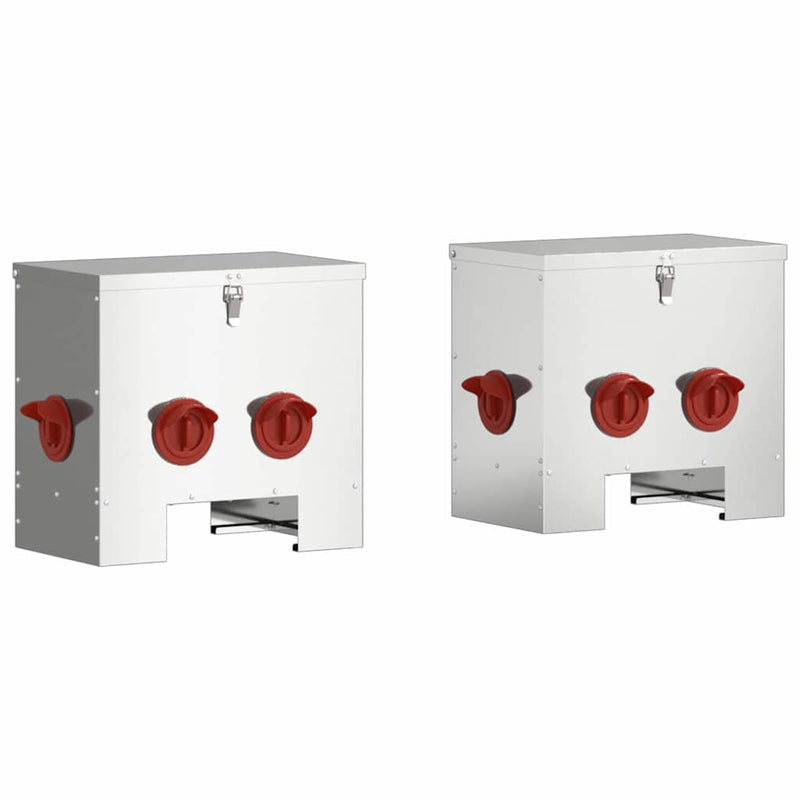 Afbeelding laden in galerijviewer, Vidaxl kip voerbak 2 pcs zilver 40,5 x 25 x 38 cm gegalvaniseerd staal

