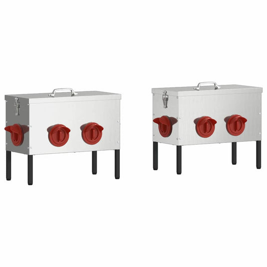 Vidaxl kip voerbak 2 pcs zilver 41,5 x 20,5 x 33 cm