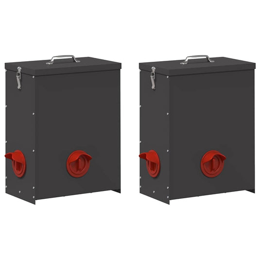 Vidaxl kip voerbak 2 pcs zwart 32,5 x 20,5 x 43 cm koudgewalst staal