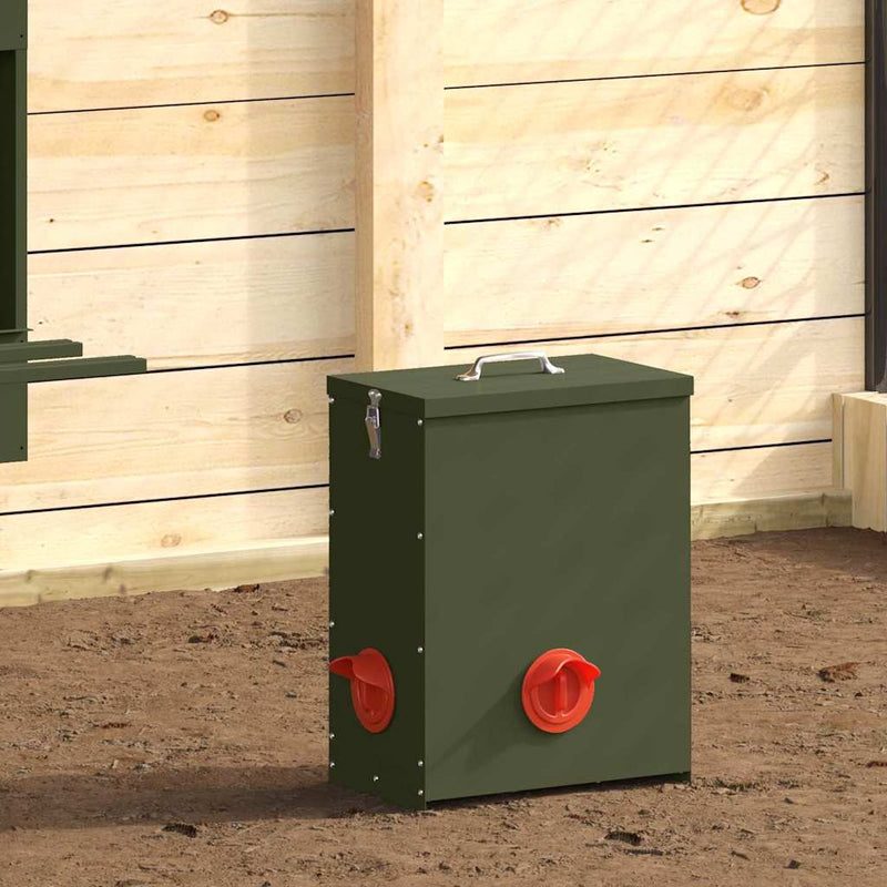 Afbeelding laden in galerijviewer, Vidaxl kip voerbak 2 pcs olijf groen 32,5 x 20,5 x 43 cm
