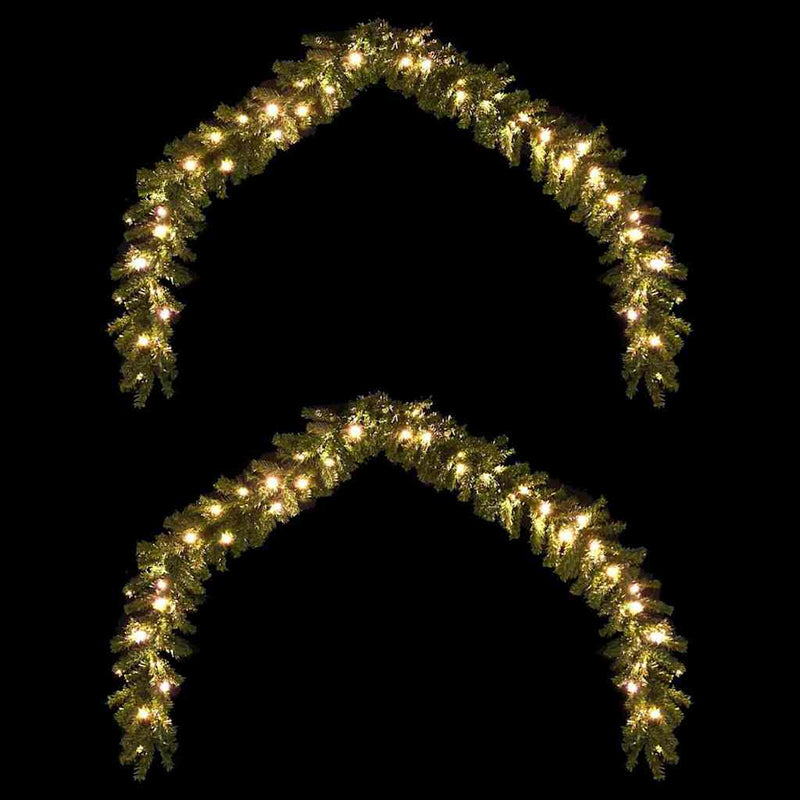Afbeelding laden in galerijviewer, Vidaxl kerstkrans met 600 led 2 pcs groen pvc

