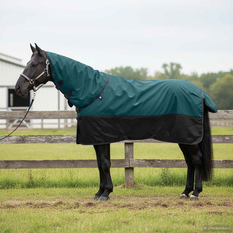 Afbeelding laden in galerijviewer, Vidaxl paardendeken donkergroen en zwart 135 cm polyester
