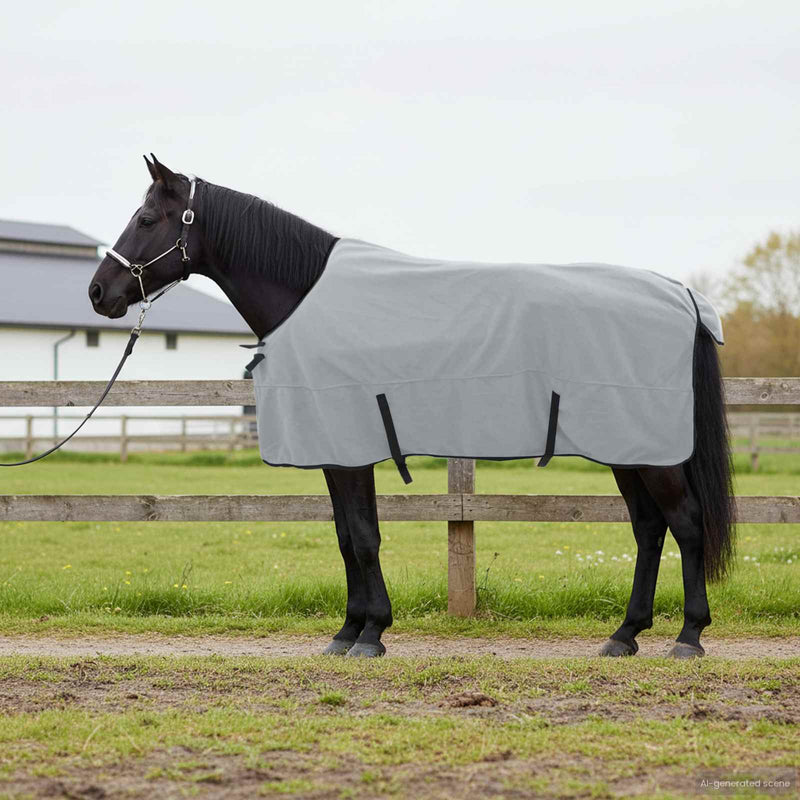 Afbeelding laden in galerijviewer, Vidaxl paardendeken volledig lichtgrijs en roze polyester
