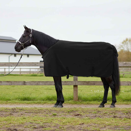 Vidaxl paardendeken zwart polyester