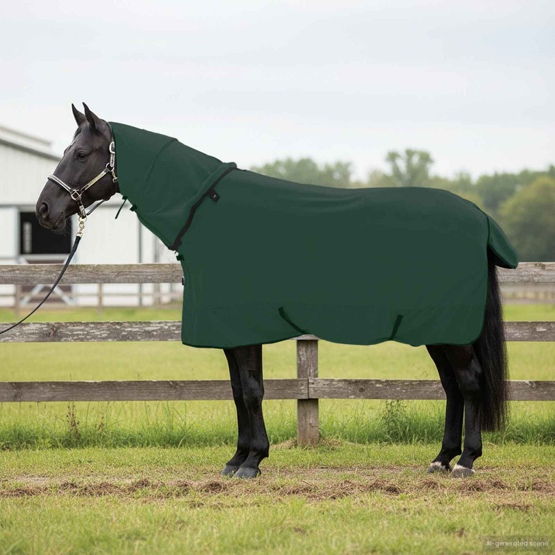 Afbeelding laden in galerijviewer, Vidaxl paardendeken volledig donkergroen polyester
