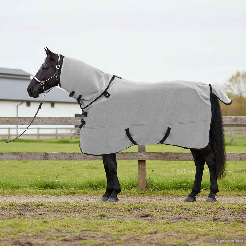 Afbeelding laden in galerijviewer, Vidaxl paardendeken volledig lichtgrijs en roze polyester
