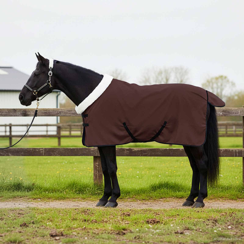 Afbeelding laden in galerijviewer, Vidaxl paardendeken volledig donkerbruin 105 cm polar fleece
